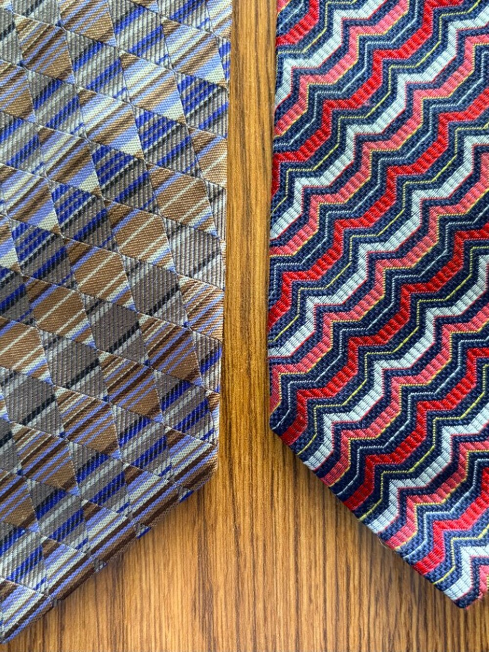 2 MISSONI Silk Ties ITALY Geometric brown red